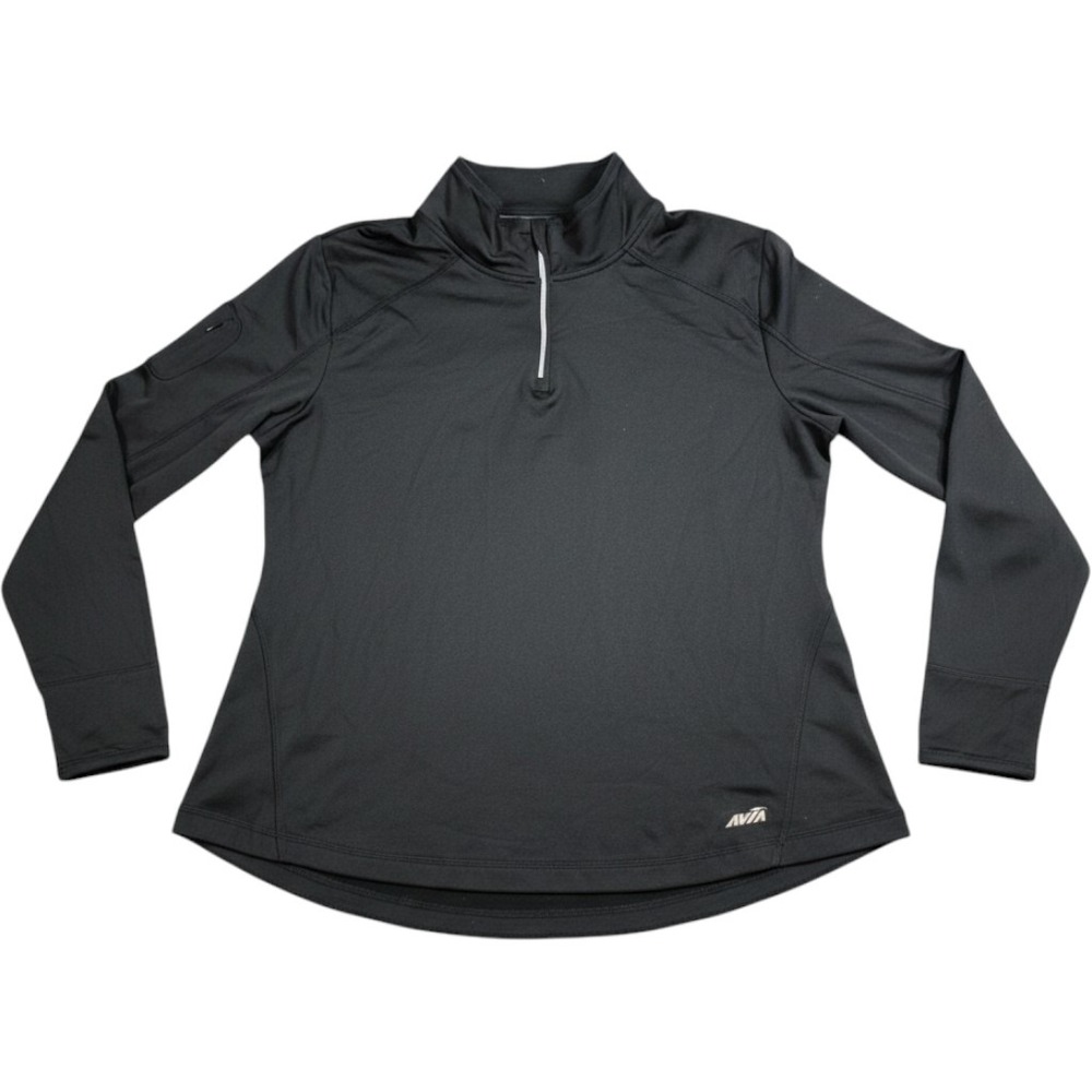 Avia Womens XL Black Quarter Zip Pullover Long Sleeve Sports Top with Thumbholes